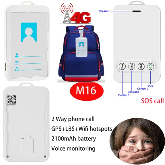 L'ultimo gadget di localizzazione GPS per carta d'identità 4G per bambini nascosto dal design minuscolo del produttore cinese con batteria a lunga durata per il monitoraggio della sicurezza M16