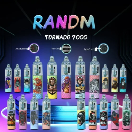 Randm Tornado 6000 7000 7800 8000 9000 10000 sbuffi economici all'ingrosso lampeggiante RGB LED monouso Vape E sigaretta